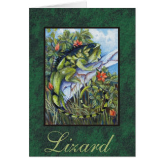 Lizard card with moss