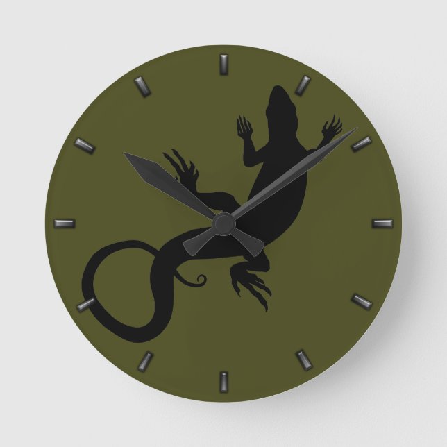Lizard Clock Cute Reptile Art Lizard Wall Clock (Front)