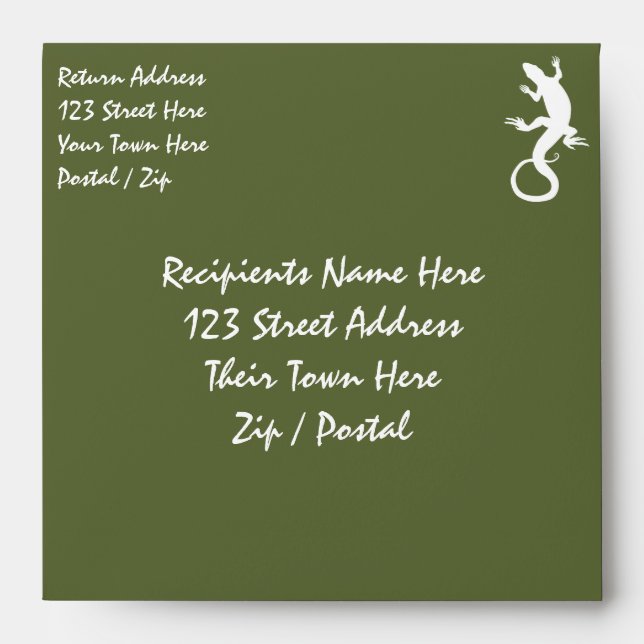 Lizard Envelopes Personalise Reptile Art Envelopes (Front)