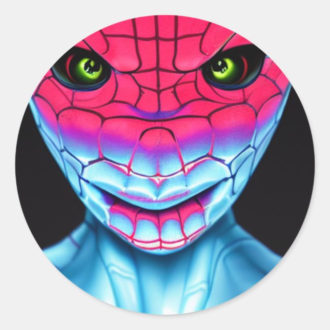 Lizard Face Head  Classic Round Sticker (Front)