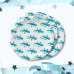 Lizard Gecko Clip Art Illustration Paper Plate<br><div class="desc">This blue lizard gecko is a simple clip art vector illustration. It`s on a blue background,  but you can change the colour scheme.</div>