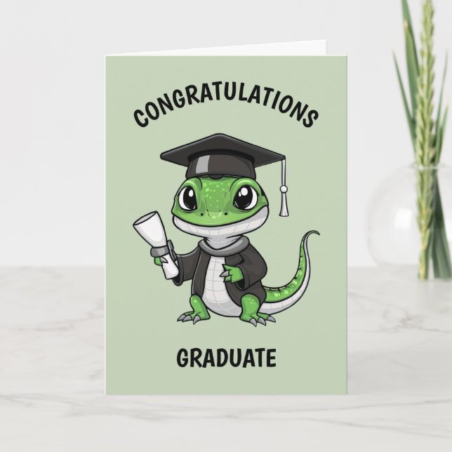 Lizard Gecko Graduation Personalised Card (Front)