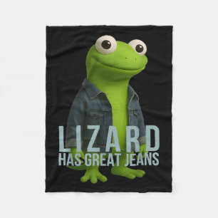 Lizard Has Great Jeans Funny Retro Denim Meme Humo Fleece Blanket