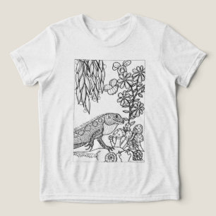 Lizard in fantasy landscape colouring Tri-Blend shirt