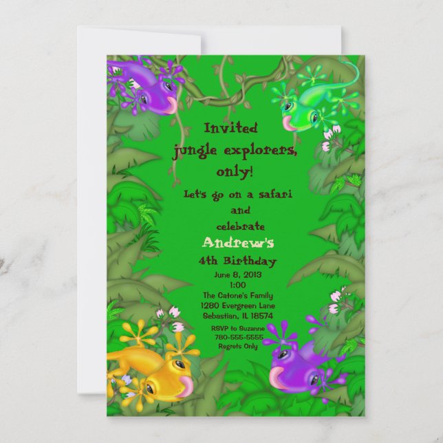Lizard Jungle Birthday Invitation (Front)