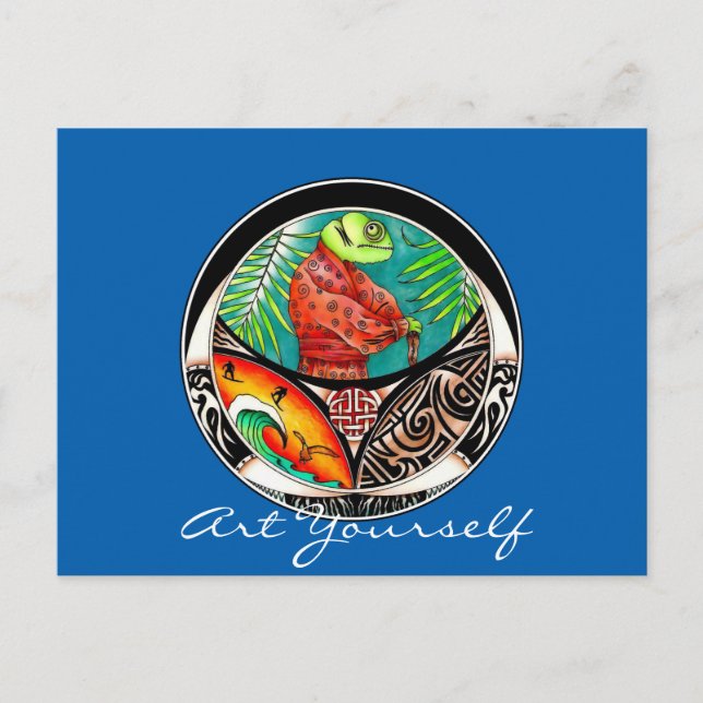 Lizard Kung Fu Drawing Postcard (Front)