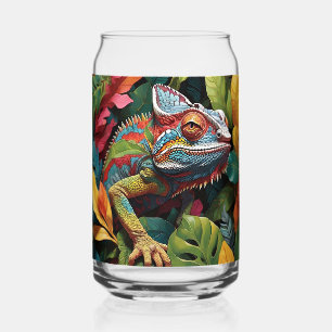 Lizard Leaves & Colour Beer Can Glass