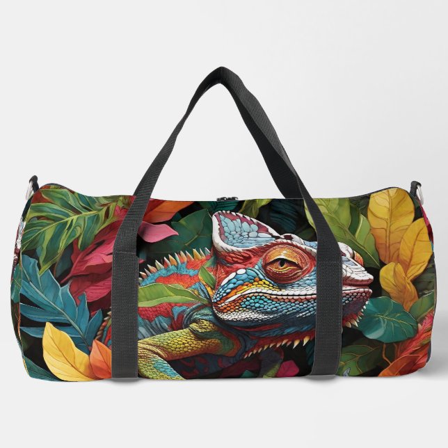 Lizard Leaves & Colour Duffle Bag (Front)