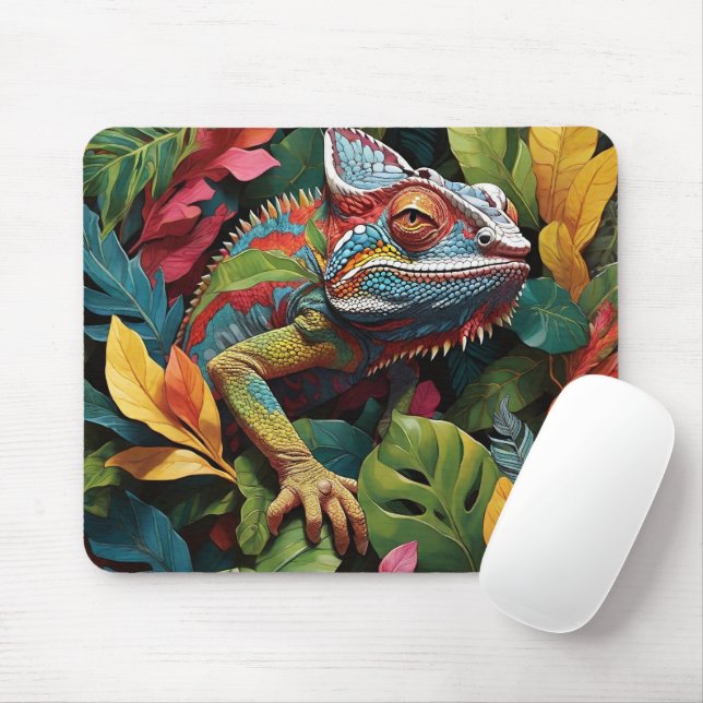 Lizard Leaves & Colour  Mouse Pad (With Mouse)