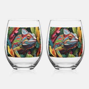 Lizard Leaves & Colour Stemless Wine Glass