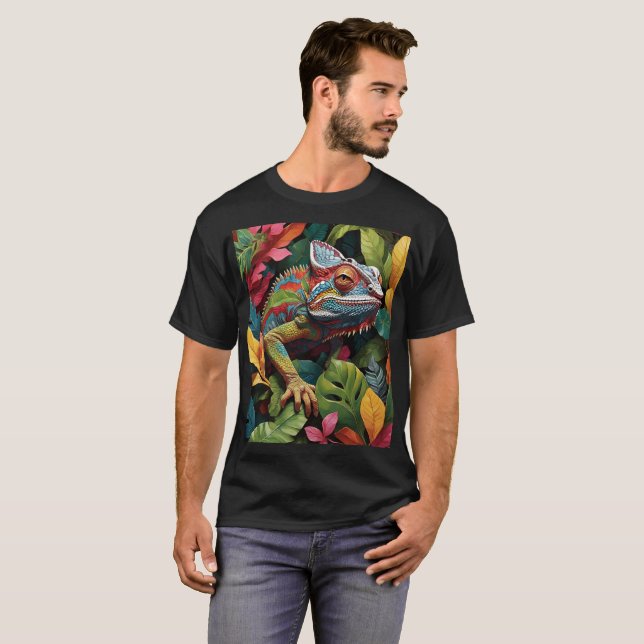 Lizard Leaves & Colour T-Shirt (Front Full)