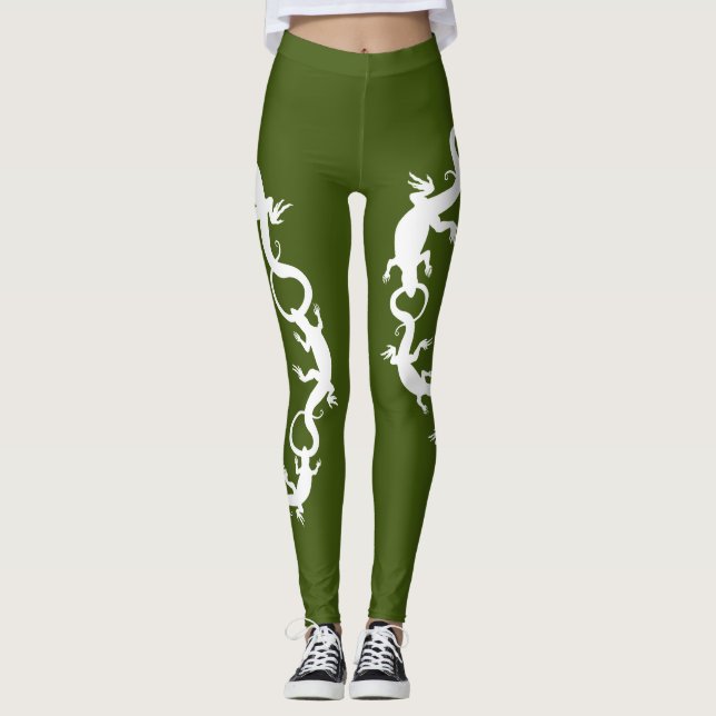 Lizard Leggings Reptile Wildlife Art Leggings (Front)