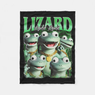 Lizard Lizard Lizard Funny Meme Lizard Bootleg Wei Fleece Blanket