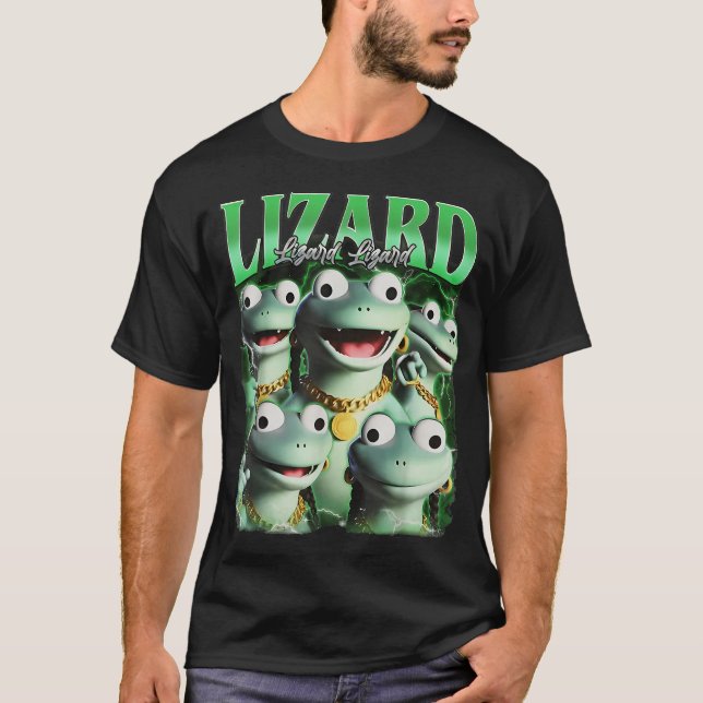 Lizard Lizard Lizard Funny Meme Lizard Bootleg Wei T-Shirt (Front)