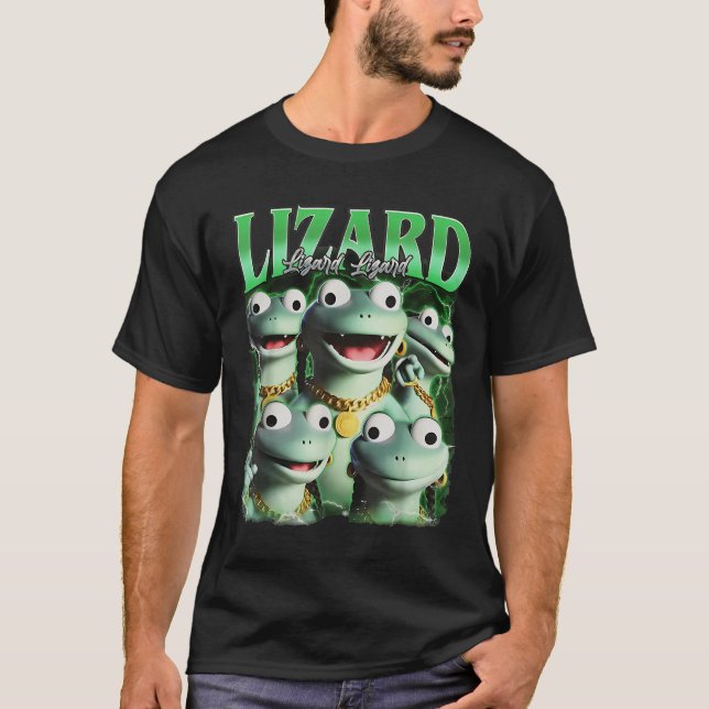 Lizard Lizard Lizard Funny Meme Lizard Bootleg Wei T-Shirt (Front)