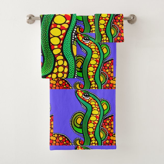 Lizard Love Bath Towel Set (Insitu)