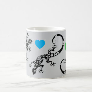 Lizard Lover Coffee Mug with Rainbow Hearts