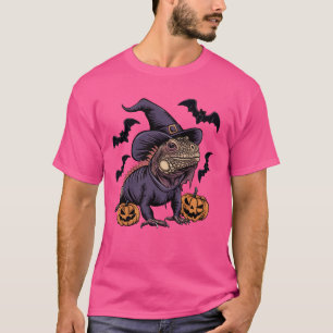 Lizard Lover Scary Pumpkin Bat Witch Lizard Hallow T-Shirt