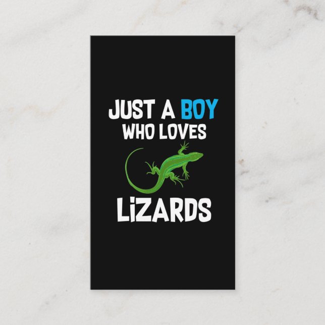 Lizard loving Boy Reptile Animal Pet Fan Business Card (Front)