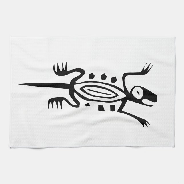 Lizard, Mexican hieroglyph(Maya) Tea Towel (Horizontal)