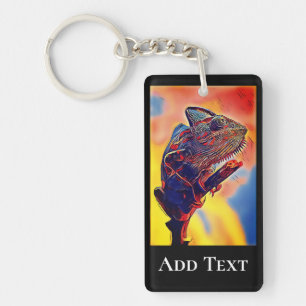 Lizard Portrait Painting Digital Art. Personalize  Key Ring