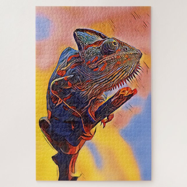 Lizard Portrait Painting Digital Art Puzzle (Vertical)