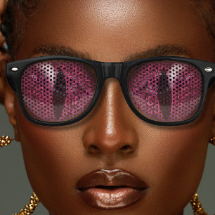 Lizard Reptile Reptilian Slit Eyes Black & Red Retro Sunglasses