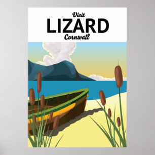 Lizard seaside travel poster