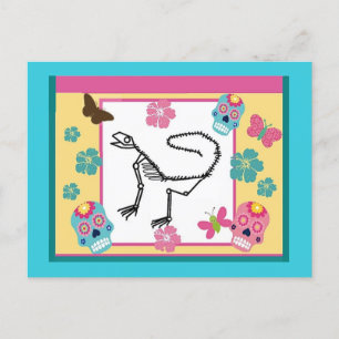 Lizard skeleton, Day of the Dead Postcard