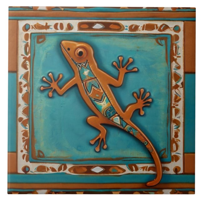 Lizard Southwestern Native American Southwest Tile (Front)