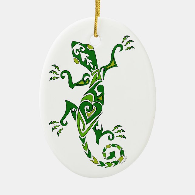 Lizard Tattoo Ceramic Tree Decoration (Front)