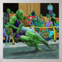 Lizard Warrior Wrestling Sport Fantasy Art Print
