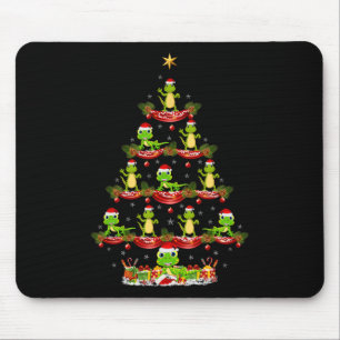 Lizard Xmas Lighting Santa Lizard Christmas Tree Mouse Pad