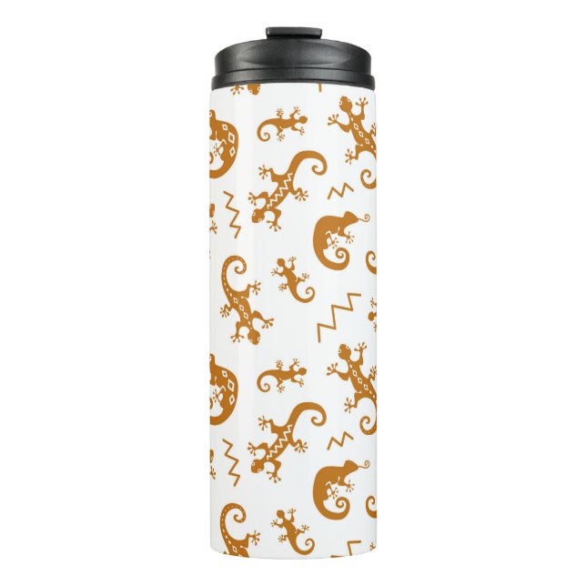 Lizards and chameleons seamless pattern thermal tumbler (Front)