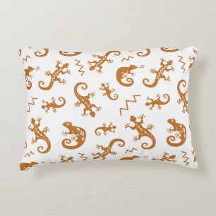 Lizards Chameleons: Seamless Pattern Design. Decorative Cushion