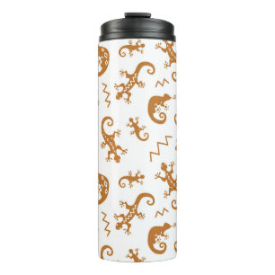 Lizards Chameleons: Seamless Pattern Design. Thermal Tumbler