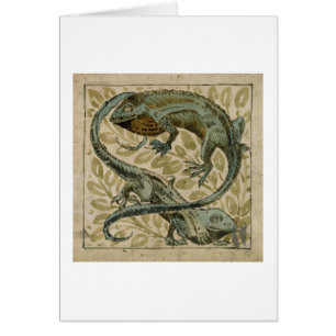 Lizards, design for a tile (w/c on paper)