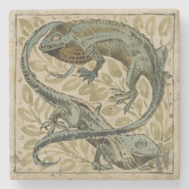 Lizards, design for a tile (w/c on paper) stone coaster (Front)
