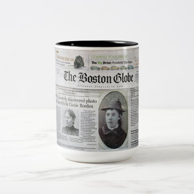 Lizzie Borden In The News Two-Tone Coffee Mug (Center)