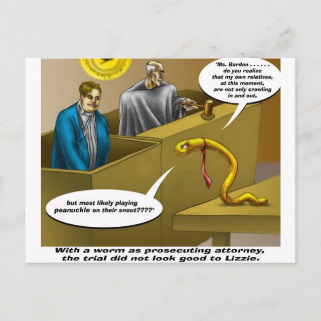 Lizzie Borden Trial Funny Cartoon Gifts Postcard (Front)