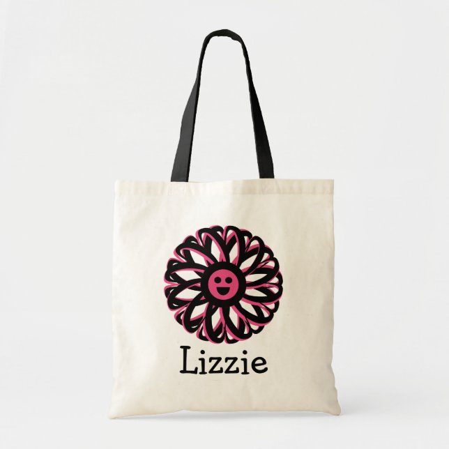Lizzie Happy Flower Personalised Tote Bag (Front)