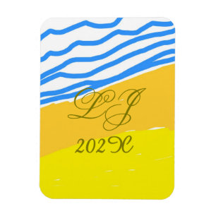 LJ Monogram Elegant Modern Beach Wedding  Magnet