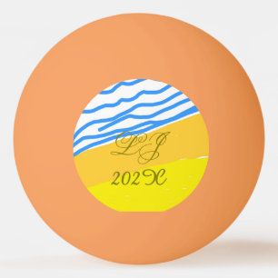 LJ Monogram Elegant Modern Beach Wedding Ping Pong Ball