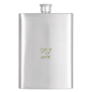 LJ Monogram Elegant Modern Wedding Hip Flask