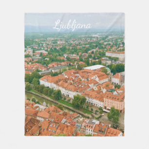 Ljubljana Cityscape, Slovenia Travel Souvenir Fleece Blanket