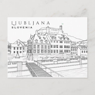 Ljubljana Drawing Postcard