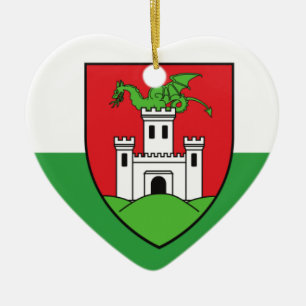 Ljubljana, Slovakia flag Ceramic Tree Decoration