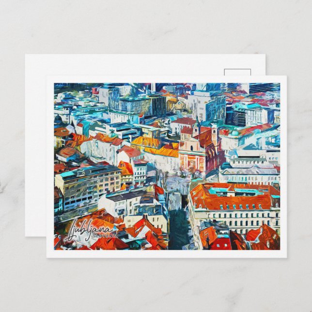Ljubljana Slovenia Beautiful Oil Paint Landscape Postcard (Front/Back)