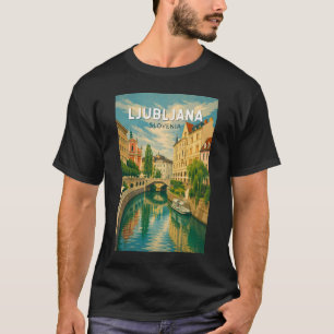 Ljubljana Slovenia Illustration Travel Art Vintage T-Shirt