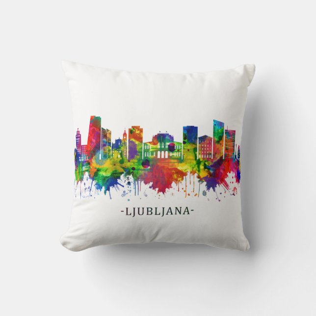 Ljubljana Slovenia Skyline Cushion (Front)